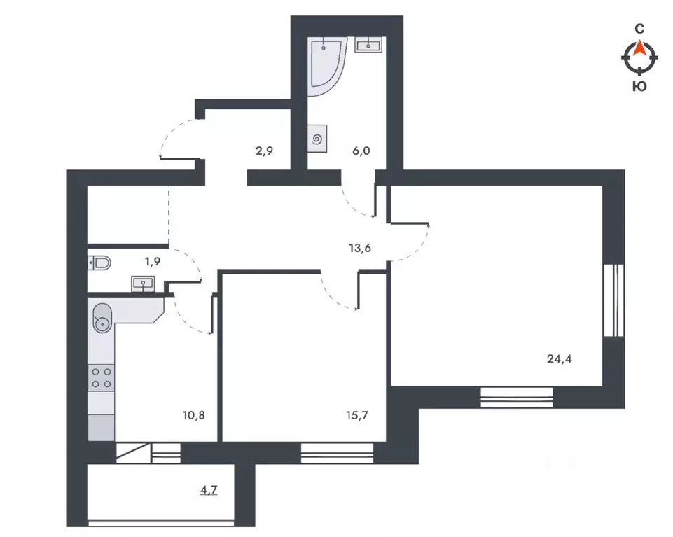 2-к кв. Кировская область, Киров ул. Капитана Дорофеева, 24 (80.4 м) - Фото 1