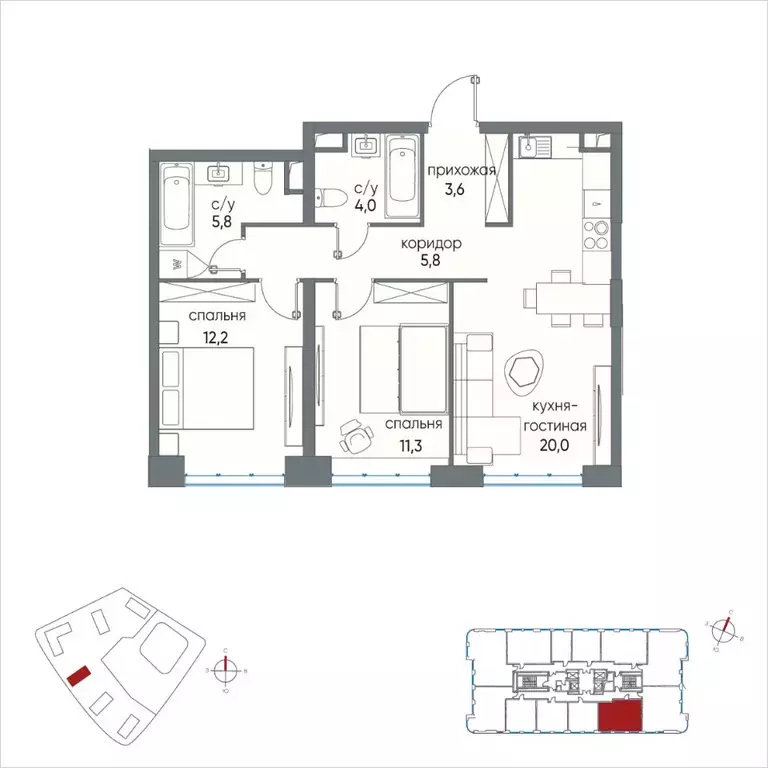 2-к кв. Москва ул. Нижние Мневники, 16к3 (62.7 м) - Фото 1