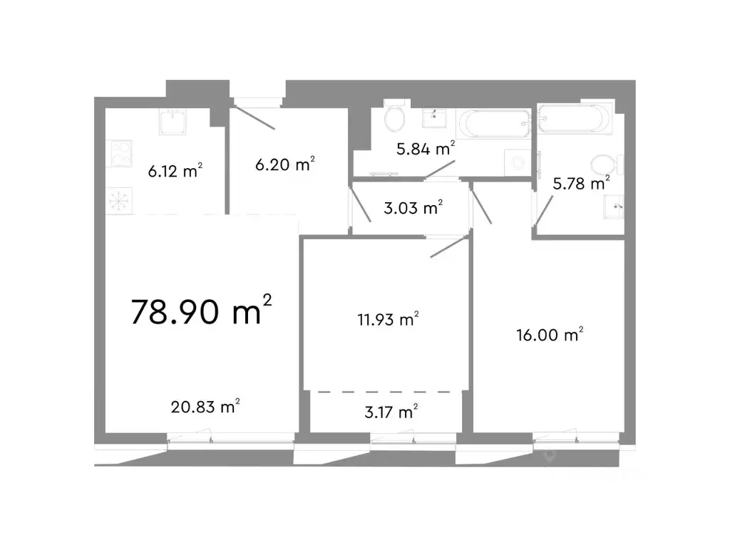 3-к кв. Челябинская область, Челябинск ул. Худякова, 18 (78.9 м) - Фото 0