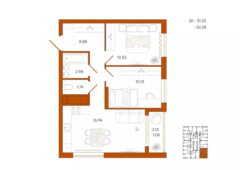 2-к кв. Пензенская область, Пенза Терра жилой комплекс (63.26 м) - Фото 1