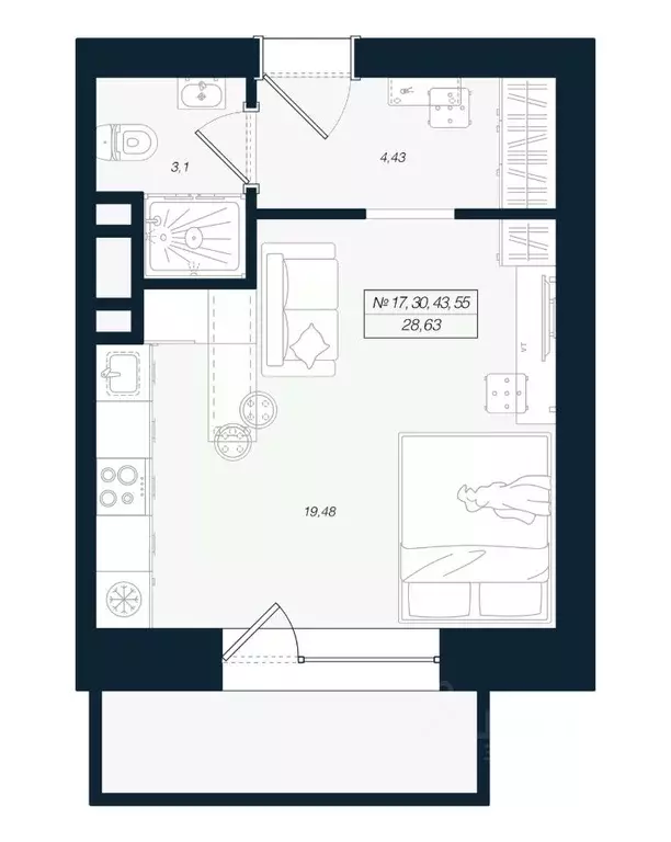 Студия Ленинградская область, Выборгский район, Рощино пгт ул. ... - Фото 1