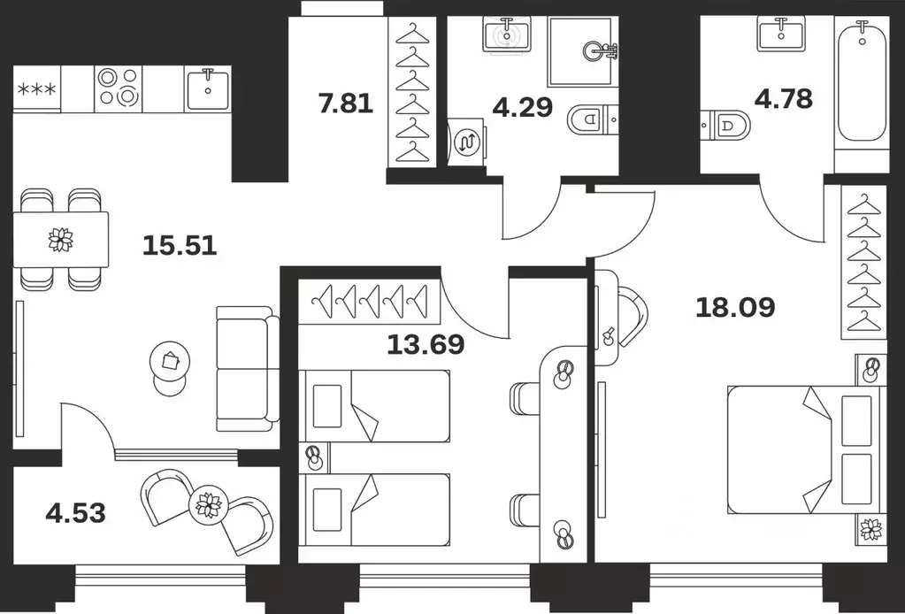 2-к кв. Тульская область, Тула ул. Болотникова, 4 (68.7 м) - Фото 1