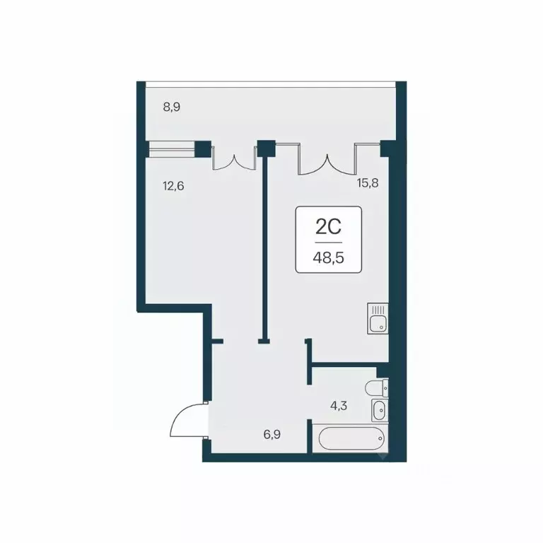 1-к кв. Крым, Алупка ш. Севастопольское, 6Ак2 (48.5 м) - Фото 1