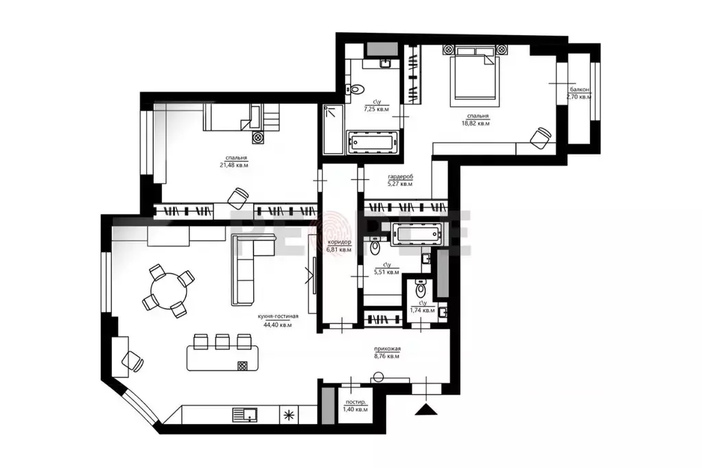 3-к кв. Москва ул. Фадеева, 4А (125.2 м) - Фото 2