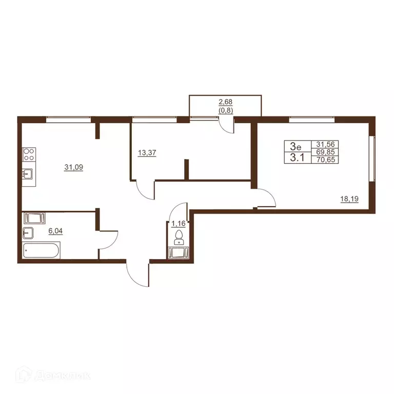 Продаётся 3-к квартира, 70.65 м - Фото 0