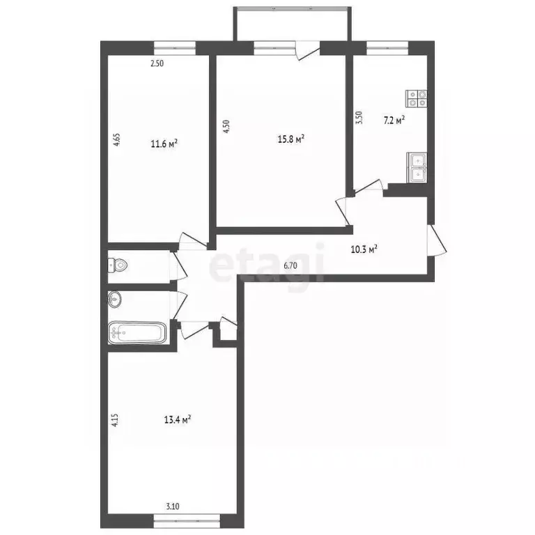 3-к кв. Орловская область, Орел Комсомольская ул., 406 (61.9 м) - Фото 1