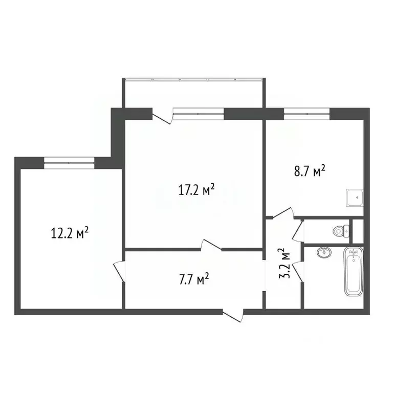 2-к кв. Красноярский край, Красноярск Взлетка мкр, ул. Батурина, 5 ... - Фото 2