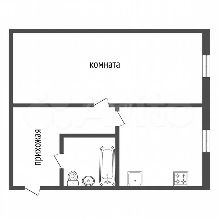 1-к. квартира, 30 м, 1/2 эт. - Фото 0