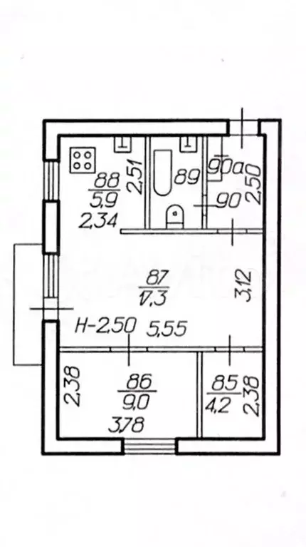 2-к. квартира, 47 м, 3/5 эт. - Фото 0