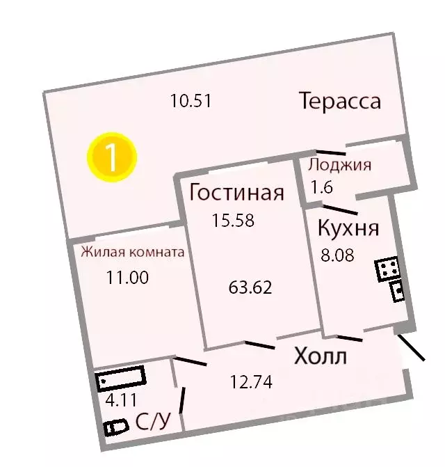 2-к кв. Калининградская область, Зеленоградск ул. Тургенева, 16А (64.0 ... - Фото 0