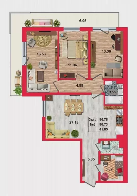 3-к кв. Санкт-Петербург пос. Лисий Нос, Ивановская ул., 10 (90.0 м) - Фото 1