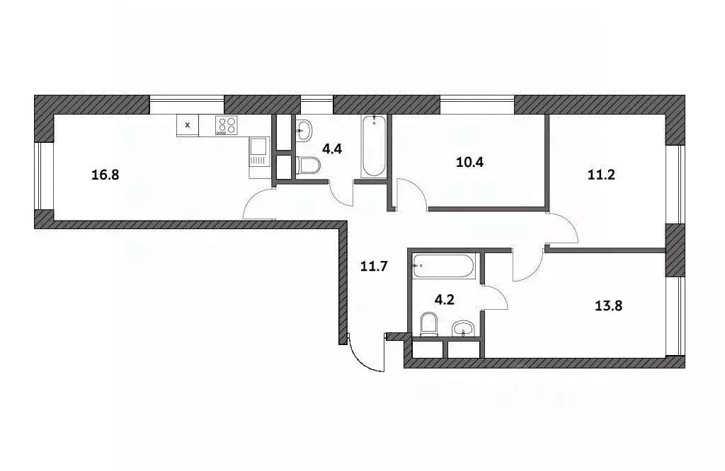 3-к кв. Москва Городские Истории жилой комплекс (72.36 м) - Фото 0