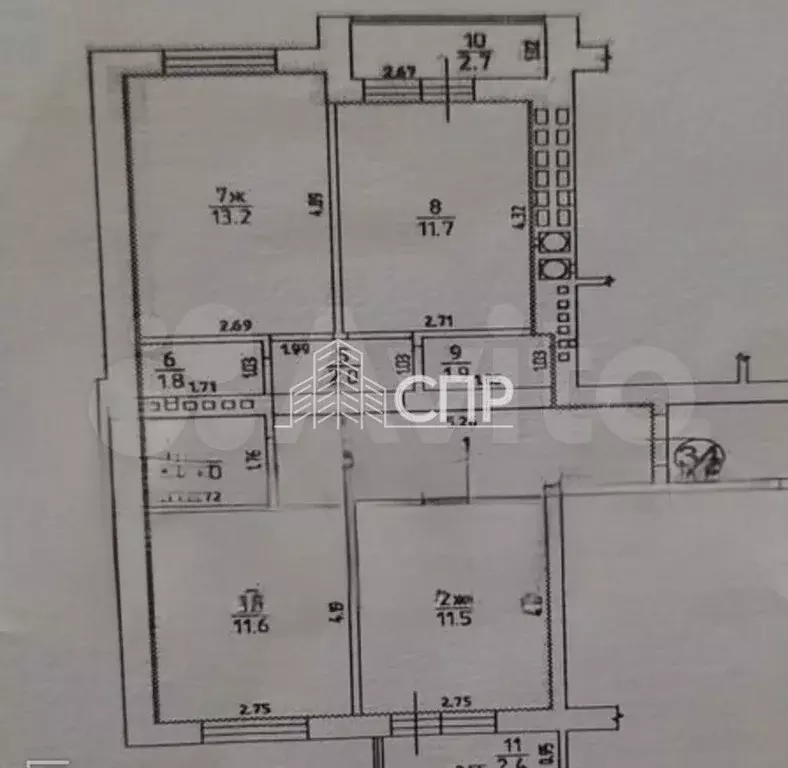 3-к. квартира, 77 м, 5/7 эт. - Фото 0