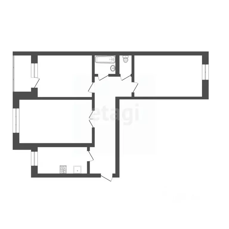 3-к кв. Томская область, Томск Телецентр мкр, ул. Больничная, 8А (84.0 ... - Фото 2