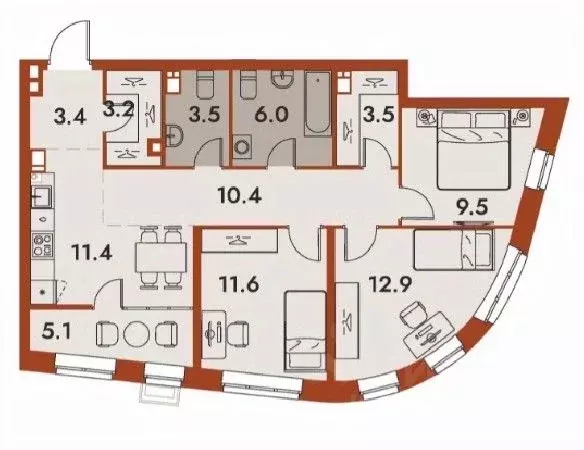 4-к кв. Нижегородская область, Нижний Новгород Ленгородок мкр, Первый ... - Фото 0