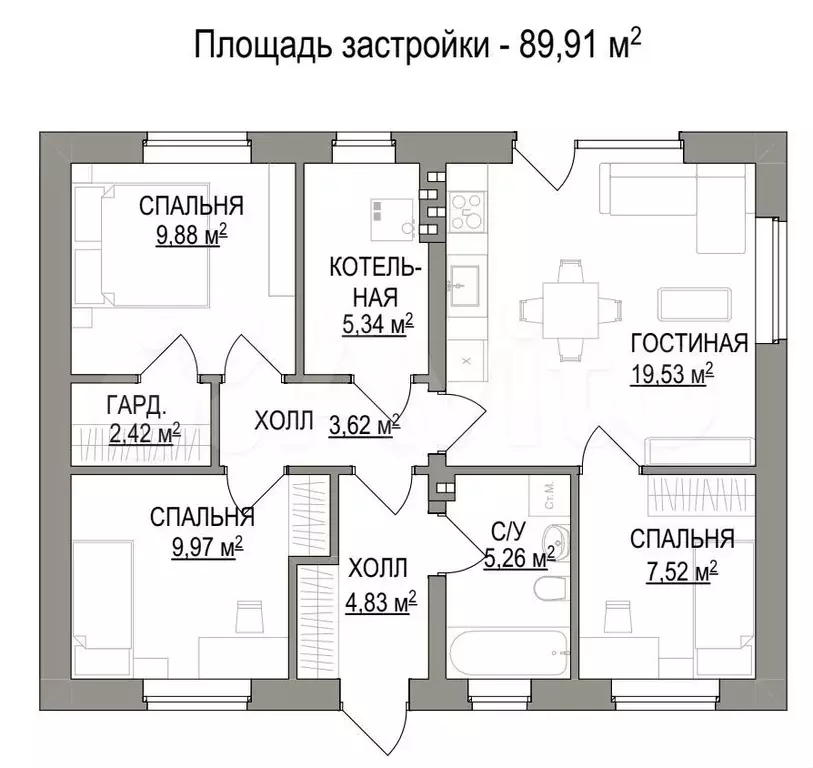 Дом 89,9 м на участке 4 сот. - Фото 0