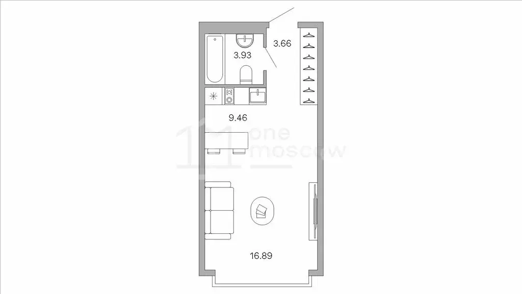 1-комнатная квартира: Москва, Ленинский проспект, 38 (34 м) - Фото 0