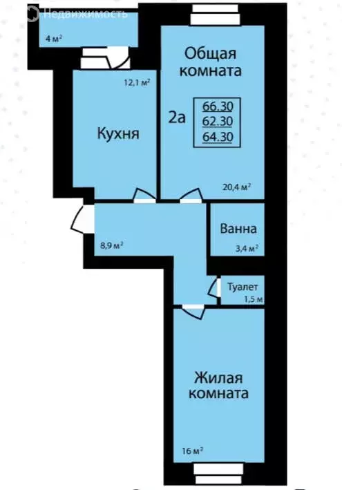 2-комнатная квартира: Тамбов, улица имени С.И. Савостьянова, 3 (66.3 ... - Фото 0