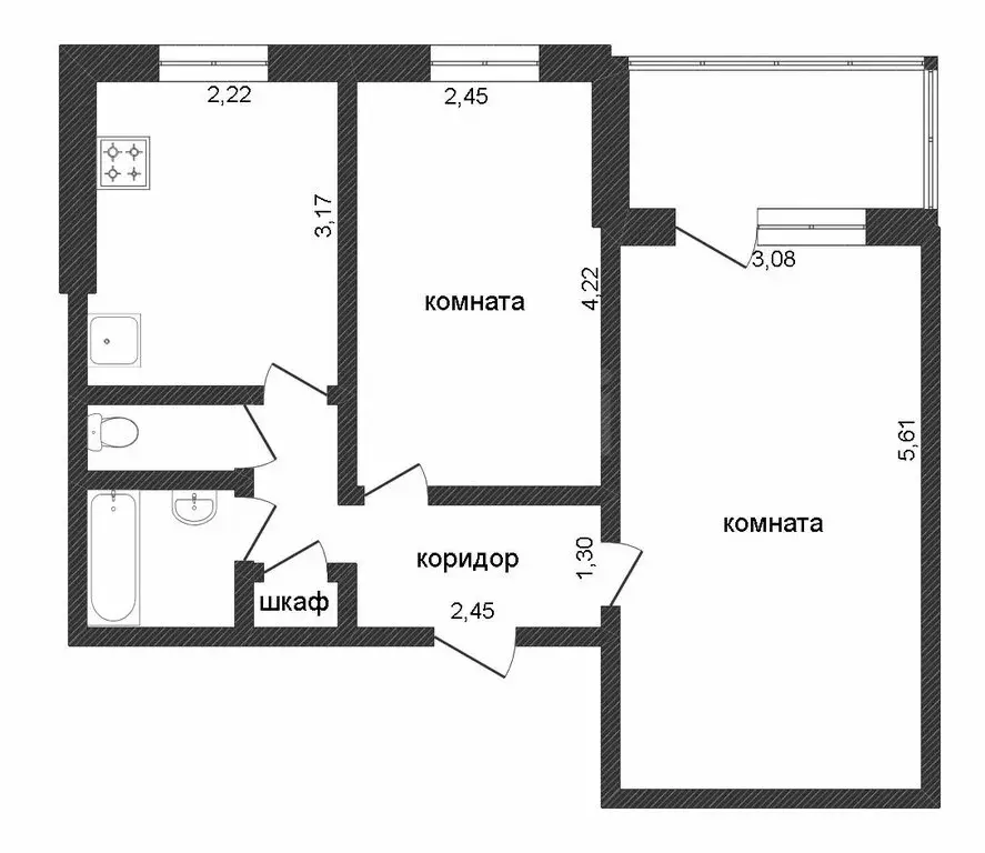 2-комнатная квартира: Тобольск, 7-й микрорайон, 19 (43.9 м) - Фото 0