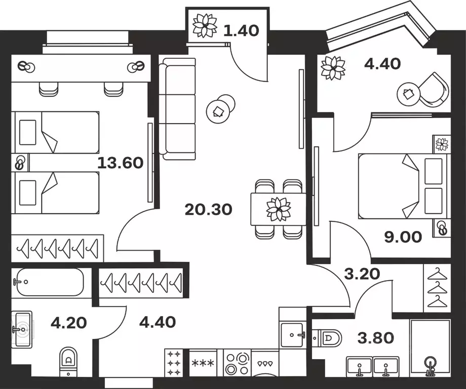 2-к кв. Тульская область, Тула ул. Михеева, 9А (64.3 м) - Фото 1