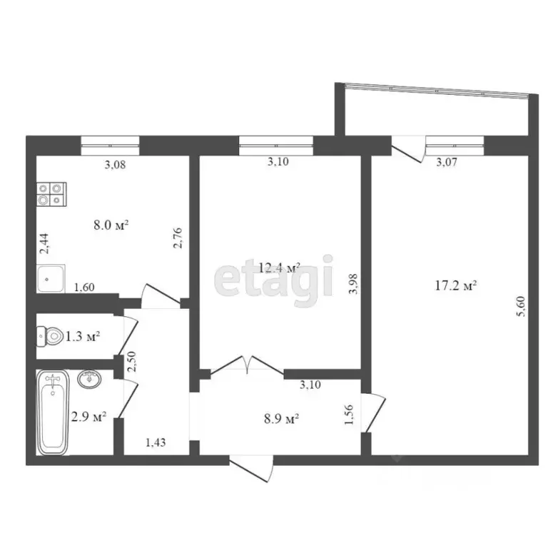 2-к кв. Оренбургская область, Оренбург ул. Чкалова, 24 (53.0 м) - Фото 1