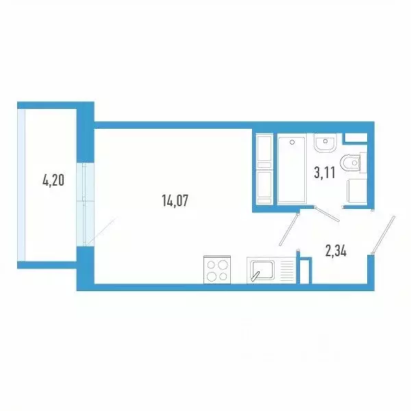 Студия Санкт-Петербург пос. Шушары,  (20.78 м) - Фото 0