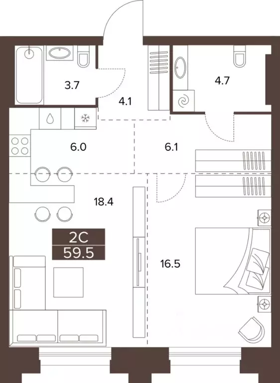 2-к кв. Алтайский край, Барнаул Социалистический просп., 97 (59.5 м) - Фото 1