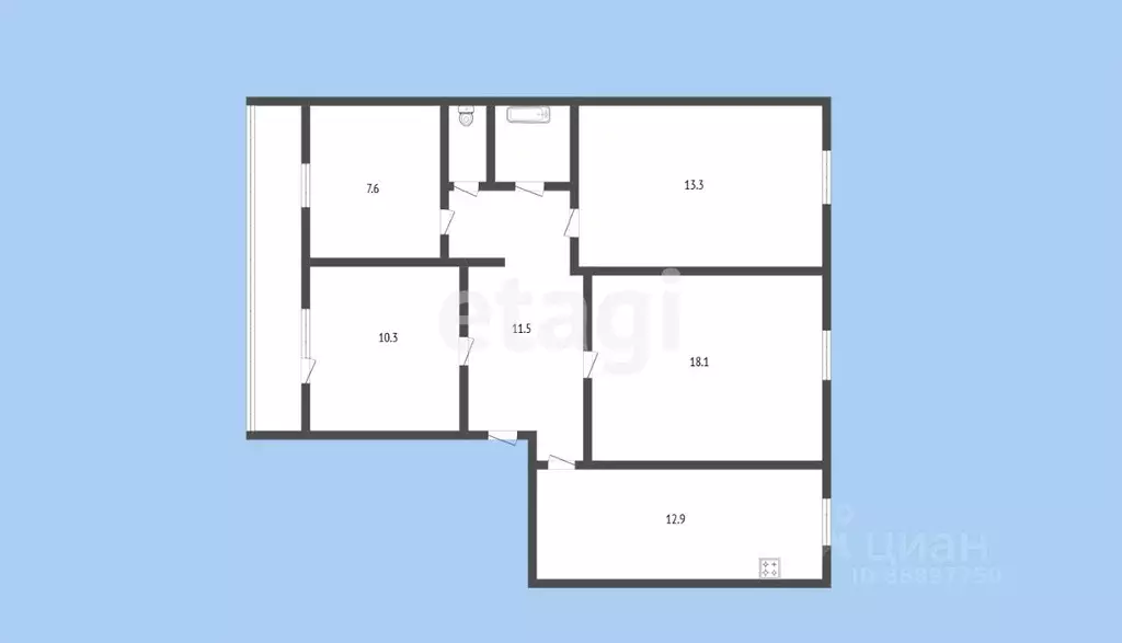 4-к кв. Карачаево-Черкесия, Черкесск ул. Космонавтов, 5А (77.5 м) - Фото 1