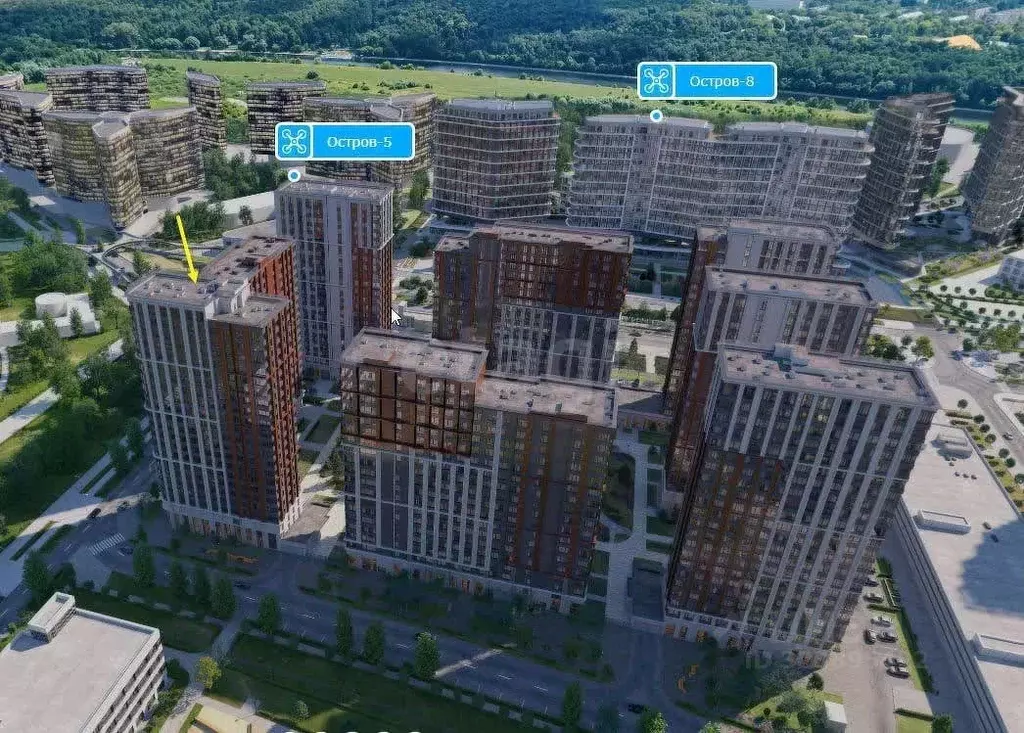 1-к кв. Москва Жилой комплекс остров, 5-й кв-л, 5 (44.7 м) - Фото 1