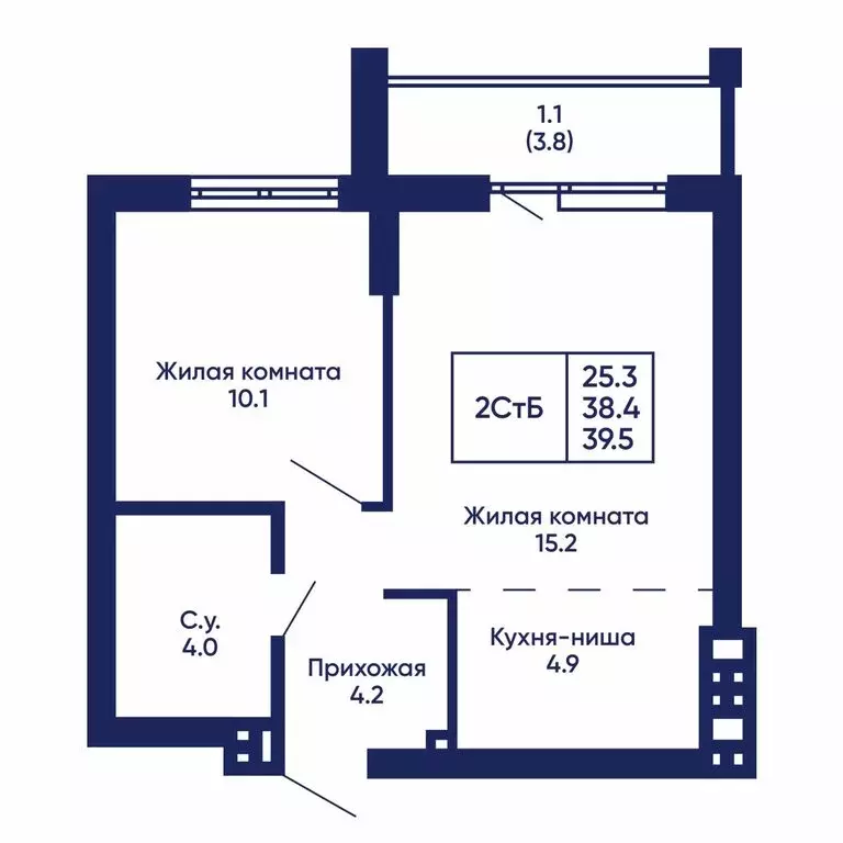 2-комнатная квартира: Новосибирск, жилой комплекс Горизонт (39.5 м) - Фото 0