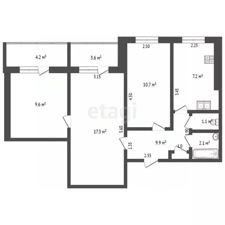 3-к кв. Хабаровский край, Комсомольск-на-Амуре Вокзальная ул., 78 ... - Фото 2