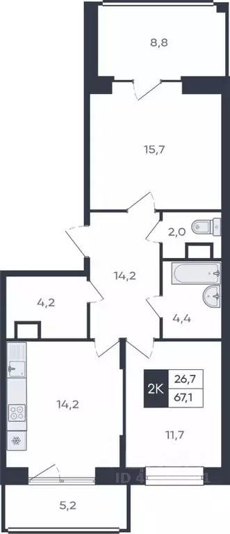 2-к кв. Чувашия, Чебоксары ул. Академика РАН Х.М. Миначева, поз11 ... - Фото 1