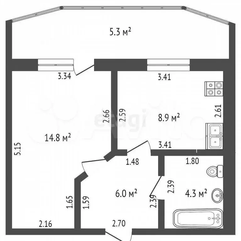 1-к. квартира, 34 м, 6/10 эт. - Фото 0