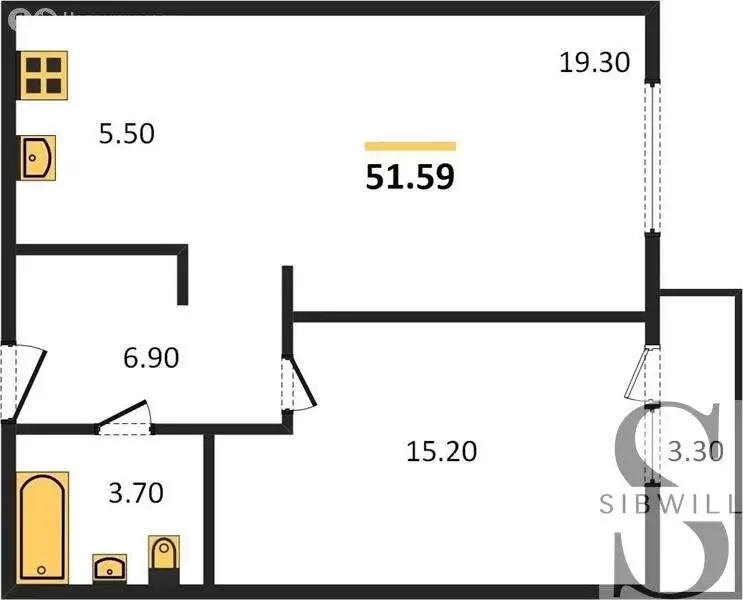 1-комнатная квартира: Новосибирск, улица Коминтерна, 130 (51.59 м) - Фото 0