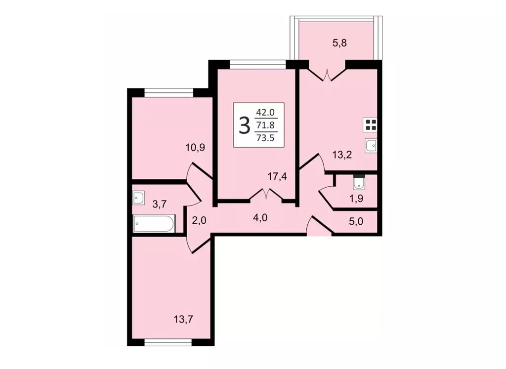 3-к кв. Воронежская область, Воронеж ул. Шибилкина, 5 (73.5 м) - Фото 1
