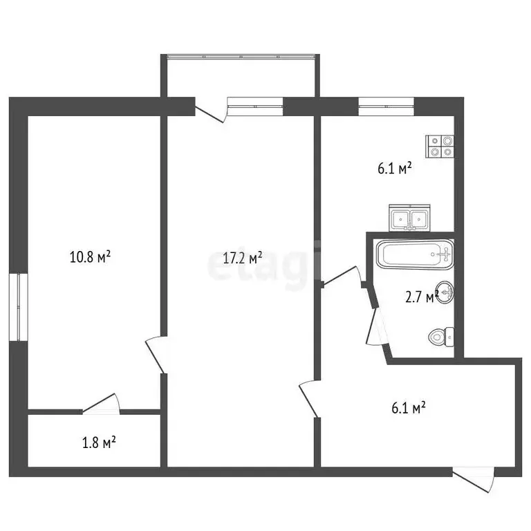 2-комнатная квартира: Севастополь, улица Льва Толстого, 23 (45.5 м) - Фото 1