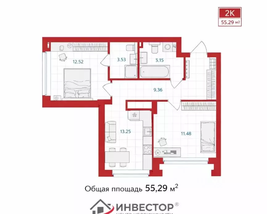 Студия Челябинская область, Челябинск Каслинская ул., 62А (55.29 м) - Фото 1
