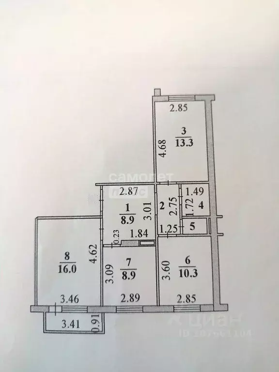 3-к кв. Липецкая область, Липецк ул. С.М. Шерстобитова, 16 (64.4 м) - Фото 2