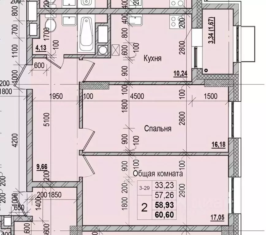 2-к кв. Саха (Якутия), Якутск ул. Чкалова, 47 (58.93 м) - Фото 1