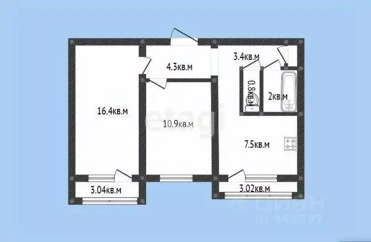 2-к кв. Смоленская область, Краснинский муниципальный округ, д. Гусино ... - Фото 1
