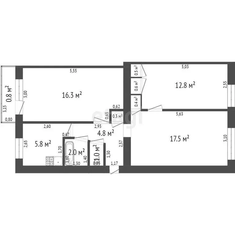 3-комнатная квартира: Стерлитамак, улица Николаева, 2 (58.7 м) - Фото 1