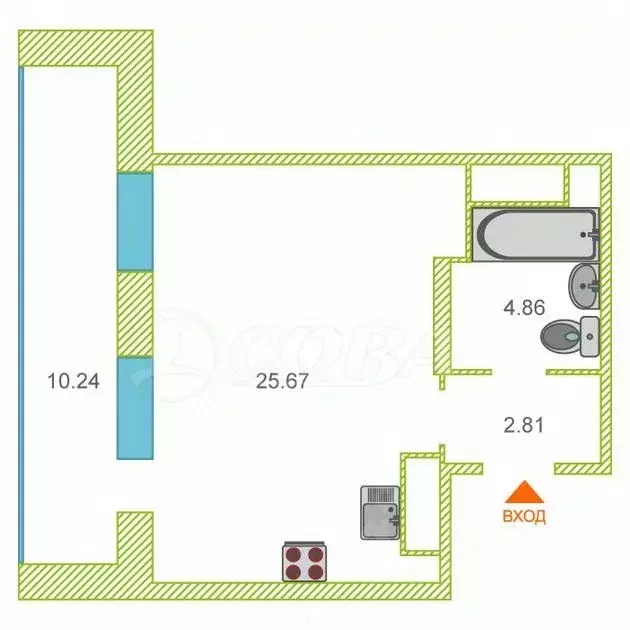 1-к кв. Тюменская область, Тюмень ул. Мельникайте, 2к18 (33.1 м) - Фото 1