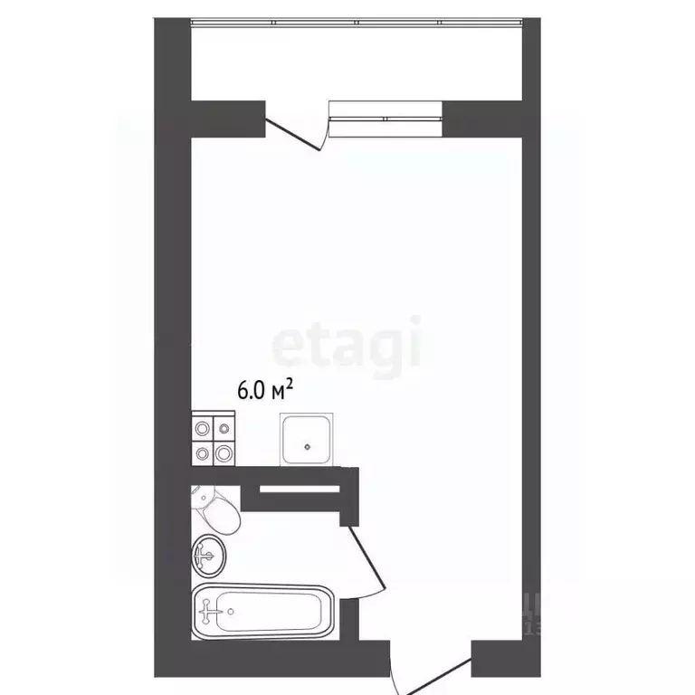 Студия Тюменская область, Тюмень ул. Новоселов, 113 (18.5 м) - Фото 2