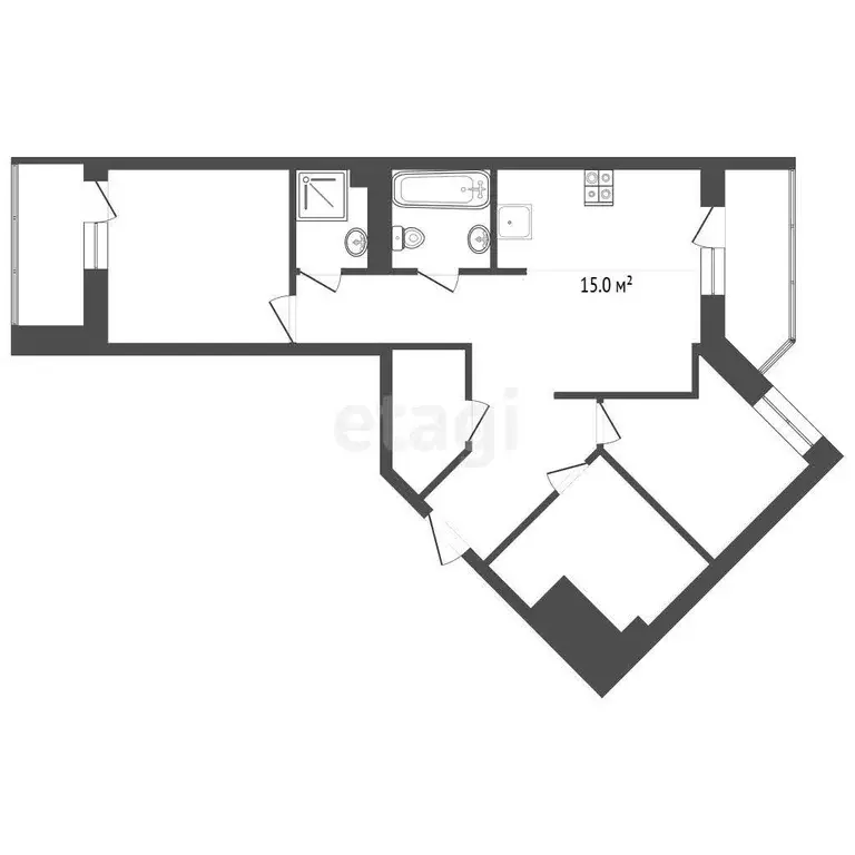 Квартира, 2 комнаты, 81.7 м - Фото 1