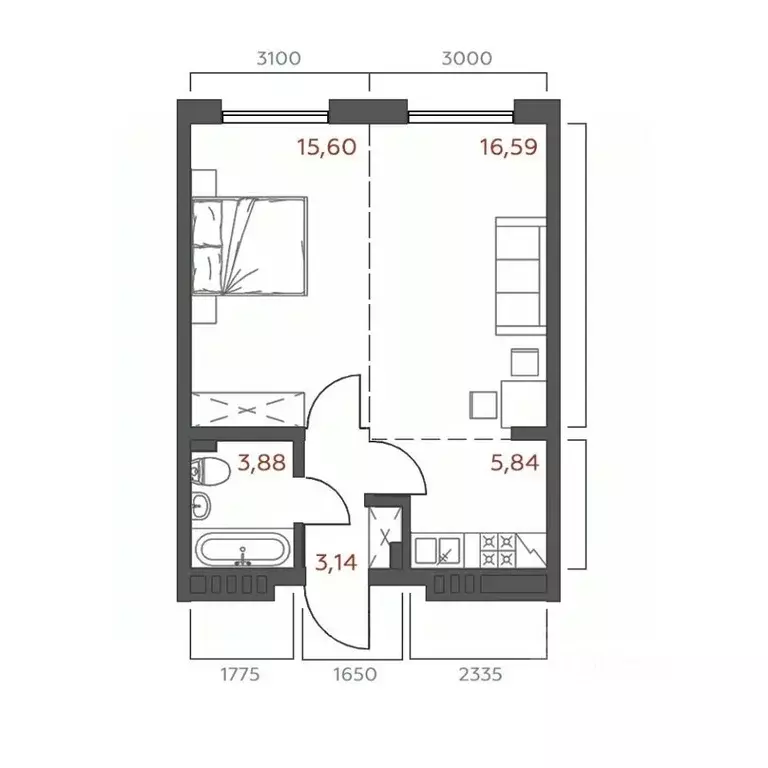 1-к кв. Иркутская область, Иркутск ул. 6-я Советская, 2 (45.05 м) - Фото 0