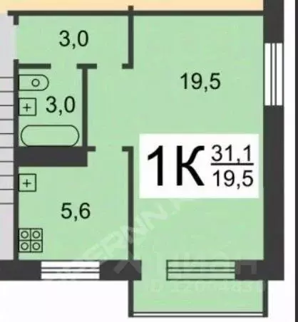 1-к кв. Нижегородская область, Нижний Новгород ул. Лоскутова, 23 (30.4 ... - Фото 2