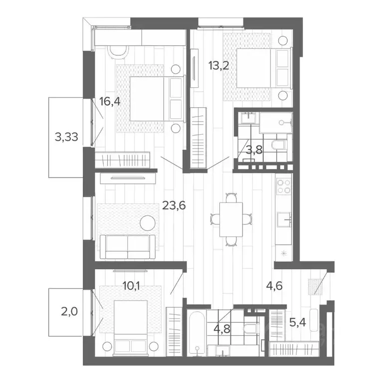 4-к кв. Алтайский край, Барнаул тракт Змеиногорский, 35Б (87.79 м) - Фото 1