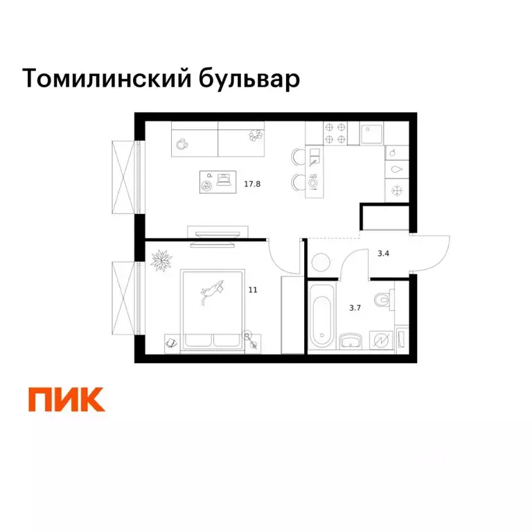 1-к кв. Московская область, Котельники Ковровый мкр, Томилинский ... - Фото 1
