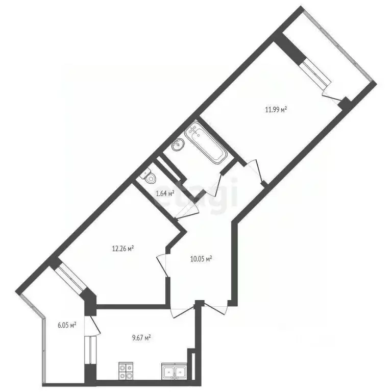 2-к кв. Ханты-Мансийский АО, Сургут Университетская ул., 45 (49.5 м) - Фото 1