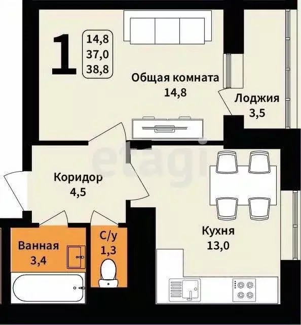 1-к кв. Белгородская область, Белгородский район, Дубовское с/пос, ... - Фото 1